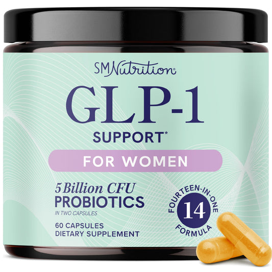 GLP-1 support for women bottle label and packaging