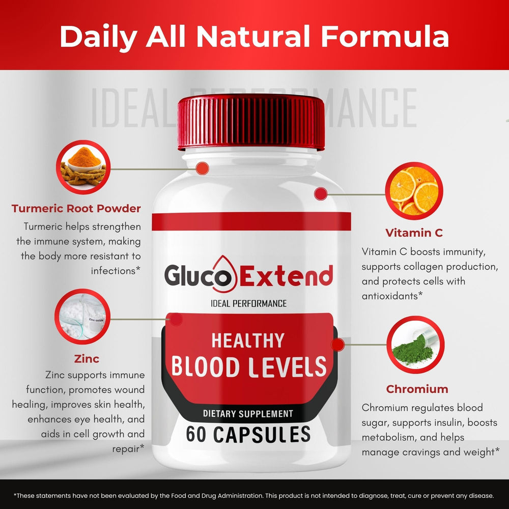Official Gluco Extend Health Capsules 3-pack packaging