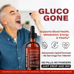 Front view of Gluco Gone Drops bottle
