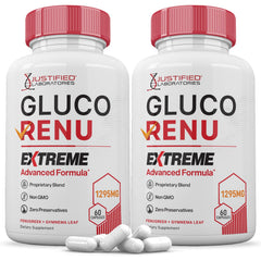 Gluco Renu Extreme 1295mg Glyco Support pills — 120 capsules with turmeric, berberine, resveratrol, garlic, bitter melon and milk thistle