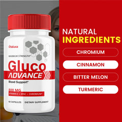 GlucoAdvance blood support supplement pills