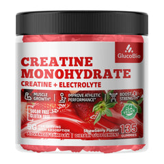 GlucoBio Creatine Monohydrate Gummies bottle with 135 count