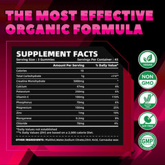 Vegan, gelatin-free and sugar-free Creatine Monohydrate gummies