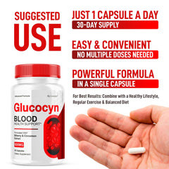 Glucocyn supplement bottle label visible