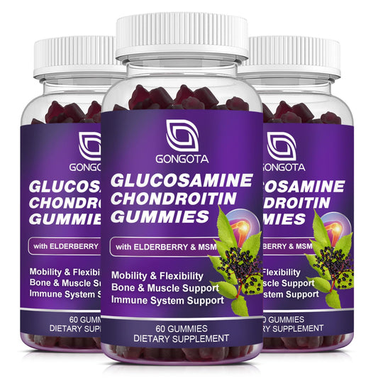Bottle of Glucosamine Chondroitin Gummies 2-pack with 180 gummies