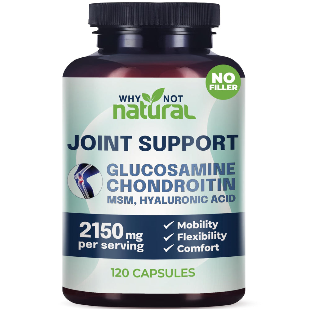 Bottle of joint support supplement with glucosamine, chondroitin, and MSM