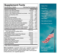 Ingredients: Glucosamine, Chondroitin, MSM, Green-Lipped Mussel