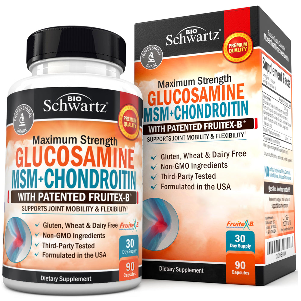 Bottle label for Glucosamine Chondroitin MSM Joint Support supplement