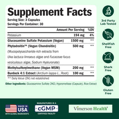 90 vegan joint support capsules in a bottle