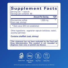 Glucosamine sulfate 1000mg capsules closeup showing easy daily use