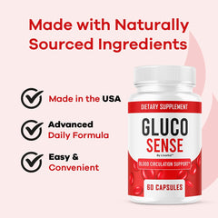 GlucoSense bottle on white background