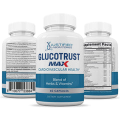 Bottle packshot of Glucotrust Max 1295MG 60 capsules