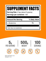 L-Glutamine powder for recovery and gut health, unflavored and gluten free