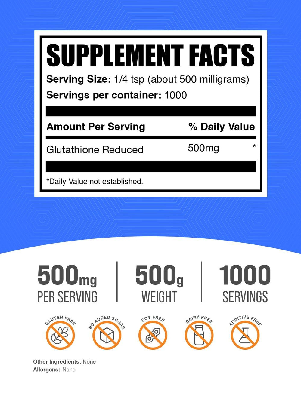 Glutathione Reduced Powder 500mg with scoop