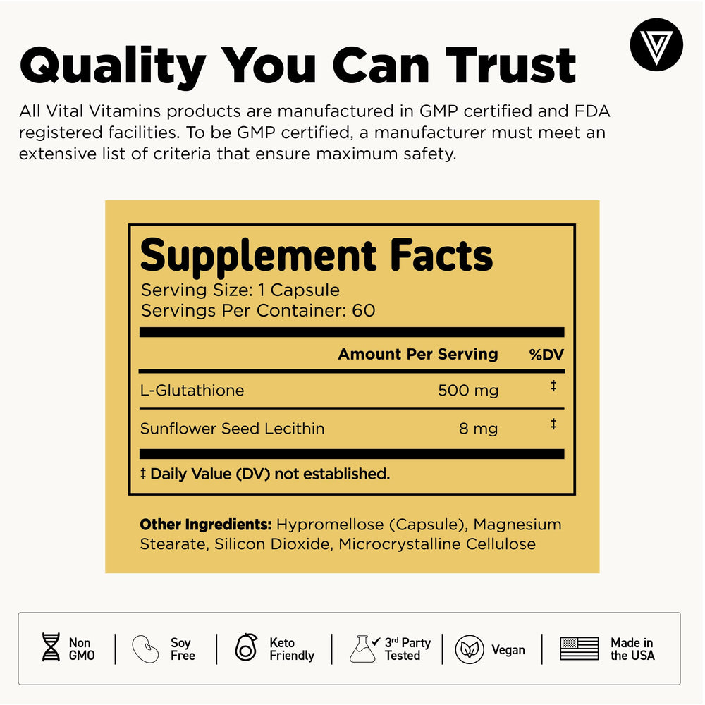 Vegan, non-GMO capsules for glutathione supplement