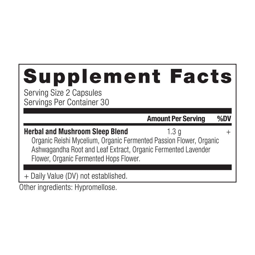 Sleep capsules showing gluten-free keto paleo friendly formulation
