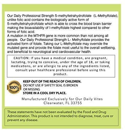 Gluten-free, non-GMO L-Methylfolate 15mg label.