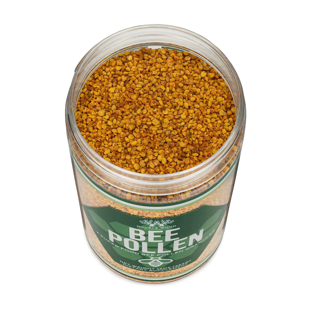Gluten-free and non-GMO label on Bee Pollen bottle