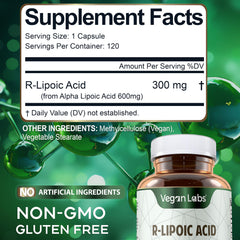 Gluten-free, non-GMO, soy-free R-Lipoic Acid capsules