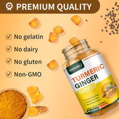 Packaging for gluten-free, non-GMO turmeric ginger gummies