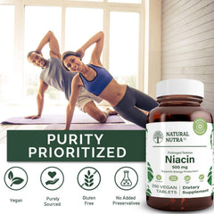 Gluten-free, vegetarian Niacin 250-tablet bottle