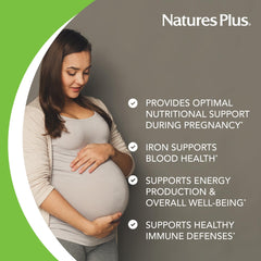 Gluten-free and vegetarian suitability icons for prenatal vitamin