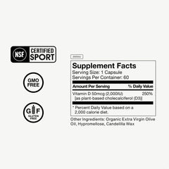 Gluten-free vitamin D3 supplement bottle