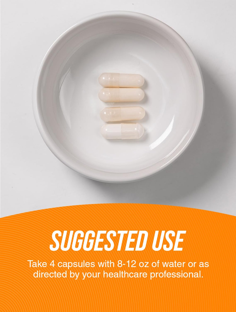 Active lifestyle context showing glycine capsules as part of daily regimen.