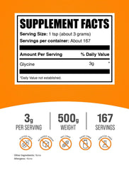 Glycine 3g serving size label