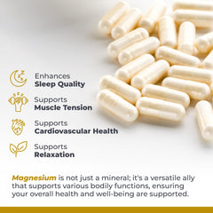 Graphic showing sleep and relaxation benefits of glycine-magnesium