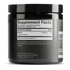 Glycine 1300mg serving chart showing 120 servings