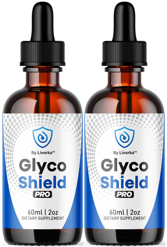 Front view of Glyco Shield Drops two-pack bottle