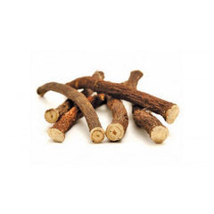Glycyrrhiza glabra licorice root powder close-up