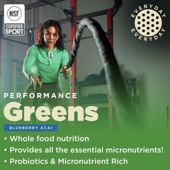 Scoop of Performance Greens powder ready to mix