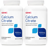 GNC Calcium Citrate 1000mg bottle with 180 vegetarian caplets in a 2-pack