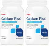 Front view of GNC Calcium Plus Magnesium Vitamin D-3 1000mg, 180-count pack of 2 bottles