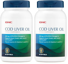 GNC Cod Liver Oil Omega-3 bottle and packaging