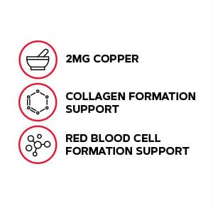 Label highlights 2mg copper per serving