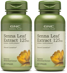 GNC Herbal Plus senna leaf extract capsules close-up for digestion support