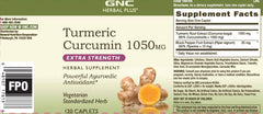 Supplement facts panel showing 1000mg turmeric curcumin