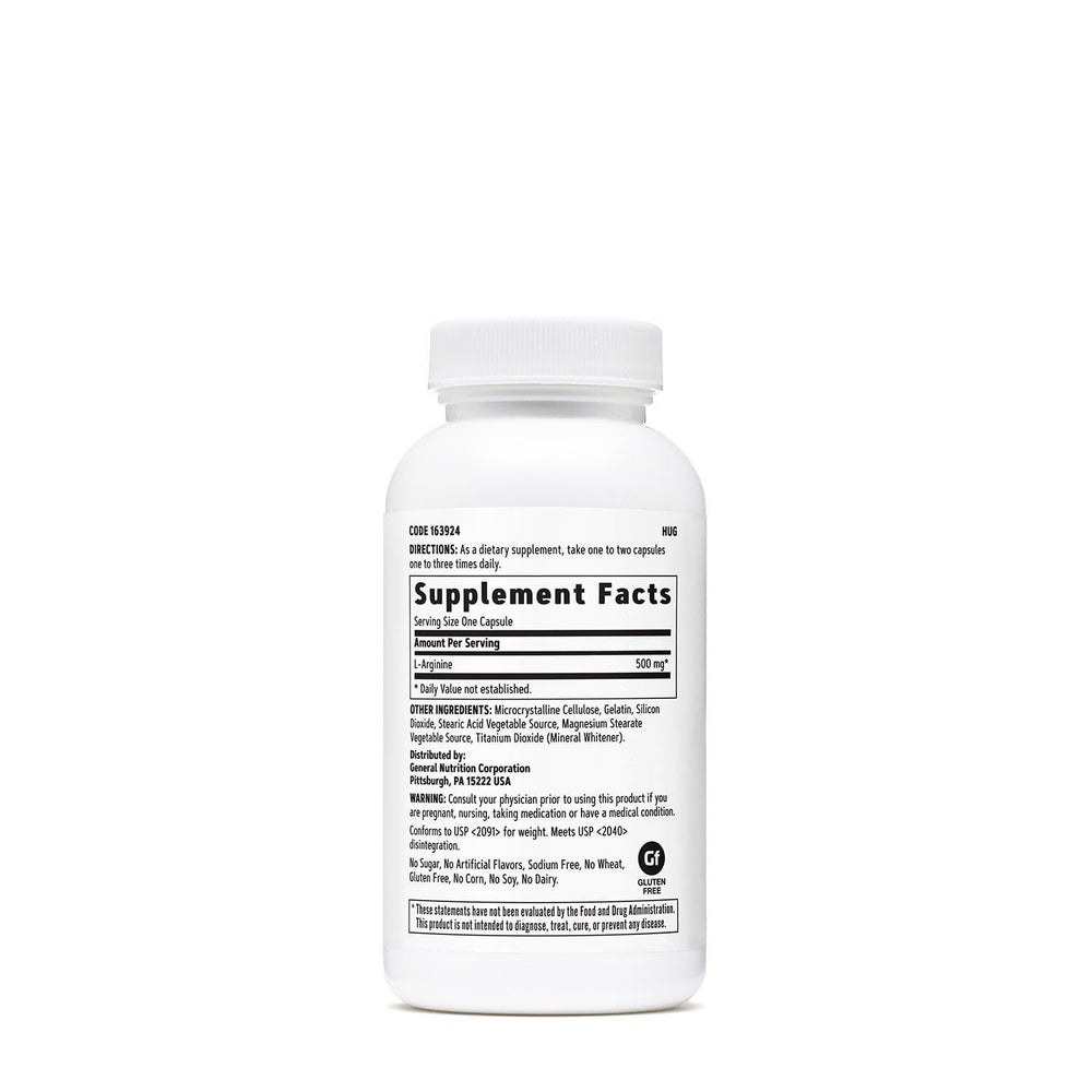 Close-up of L Arginine 500mg capsules