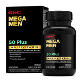 GNC Mega Men 50 Plus Multivitamin Caplets bottle front view