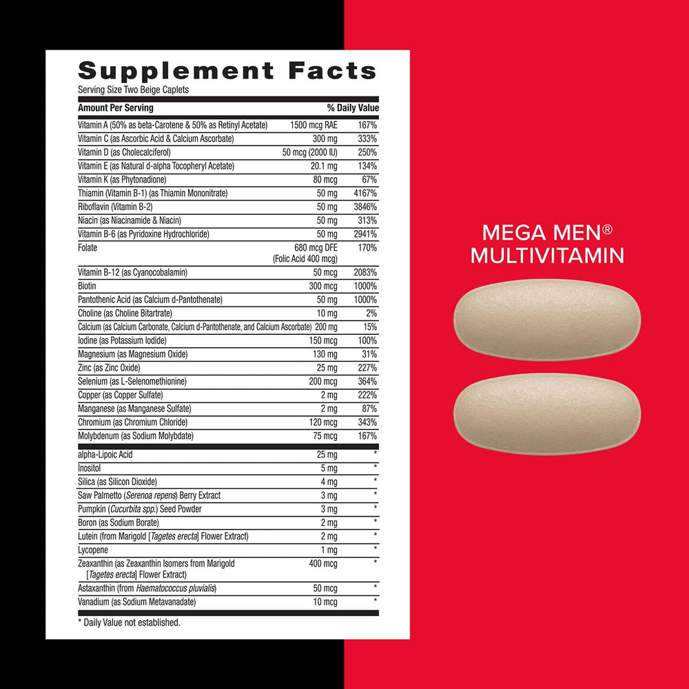 Nutrition facts close-up on Vitapak label