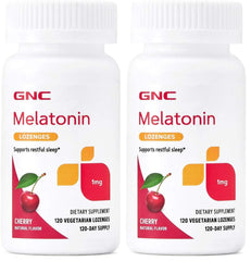 GNC Melatonin 1mg Cherry Lozenges packaging – front view