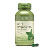 Bottle of GNC Herbal Plus Oil of Oregano 60mg vegetarian supplement