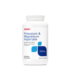 GNC potassium and magnesium aspartate supplement bottle label