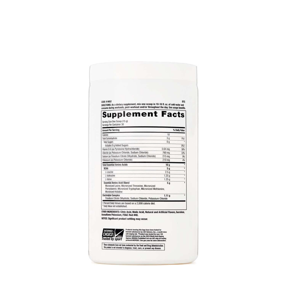 GNC Essential Amino Complete bottle with Strawberry Kiwi label