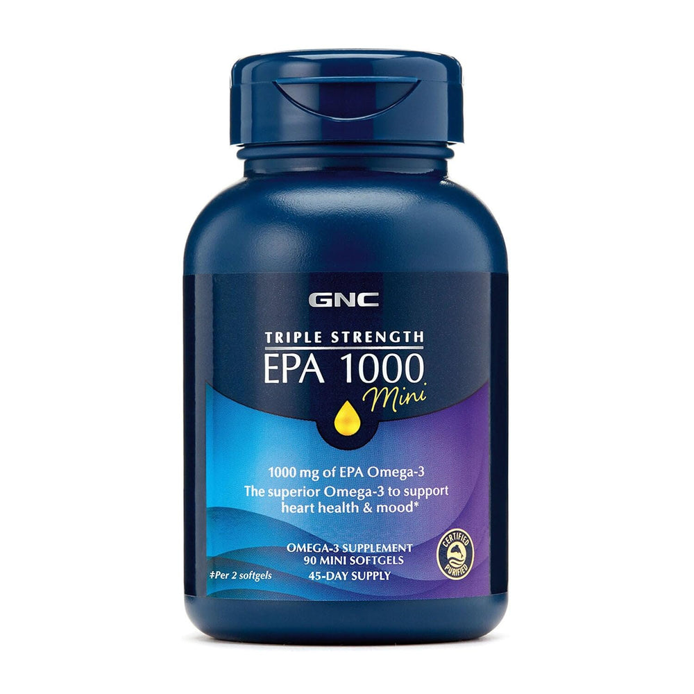 Front label of GNC Triple Strength EPA 1000 Mini bottle
