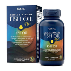 GNC Triple Strength Fish Oil plus Krill Oil bottle hero image