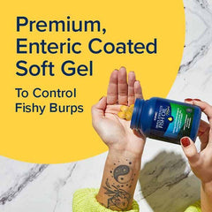 GNC enteric-coated mini softgels designed to minimize fishy aftertaste
